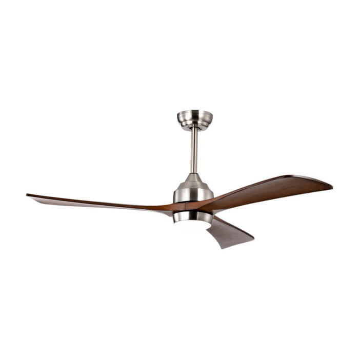 Brushed Nickel Ceiling Fan with Light and Walnut Blades