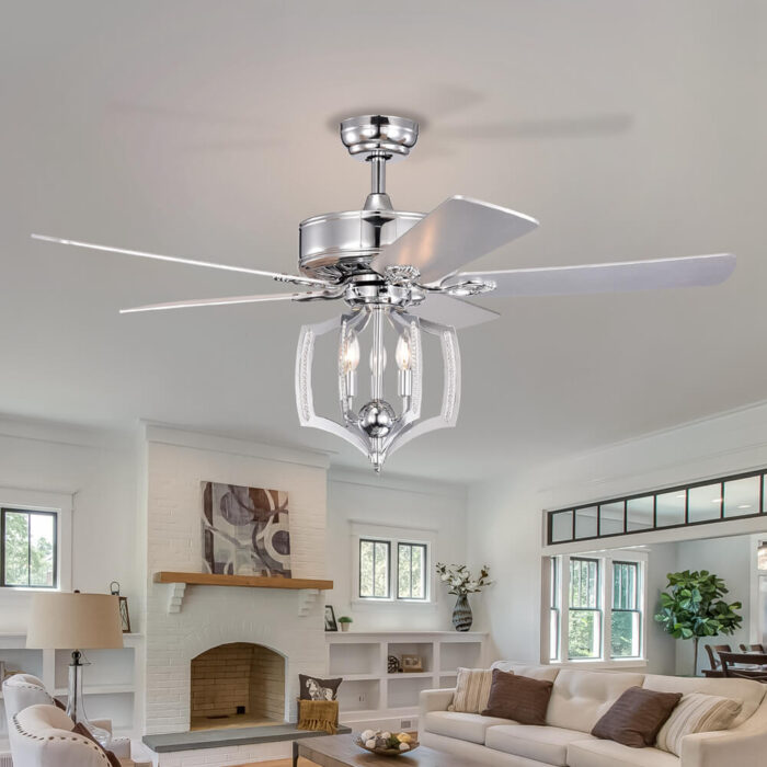 5 Blade Chrome Ceiling Fan With Light