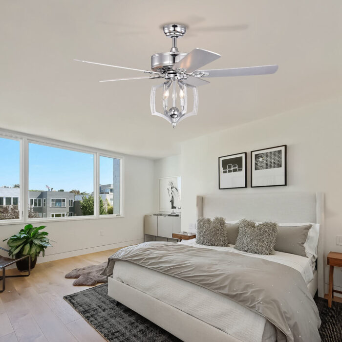 5 Blade Chrome Ceiling Fan With Light