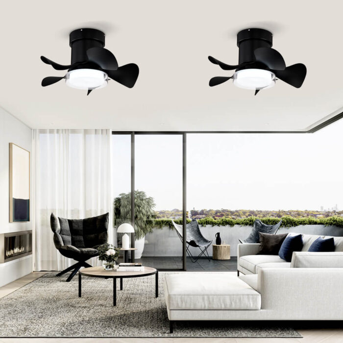 Black Flush Mount Ceiling Fan With Light