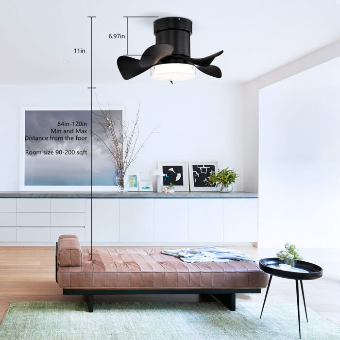 Black Flush Mount Ceiling Fan With Light