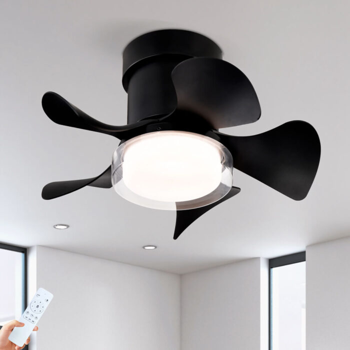 Black Flush Mount Ceiling Fan With Light