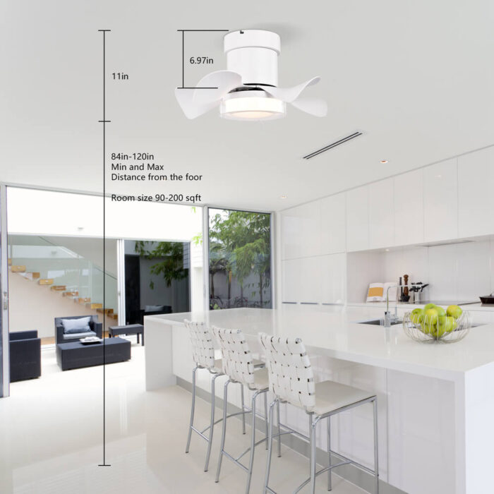 white flush mount ceiling fan with light