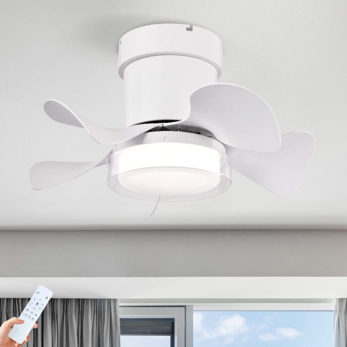 white flush mount ceiling fan with light