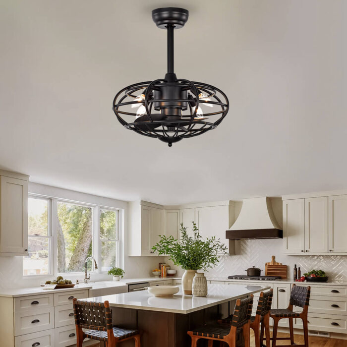 Black Caged Ceiling Fans With Lights