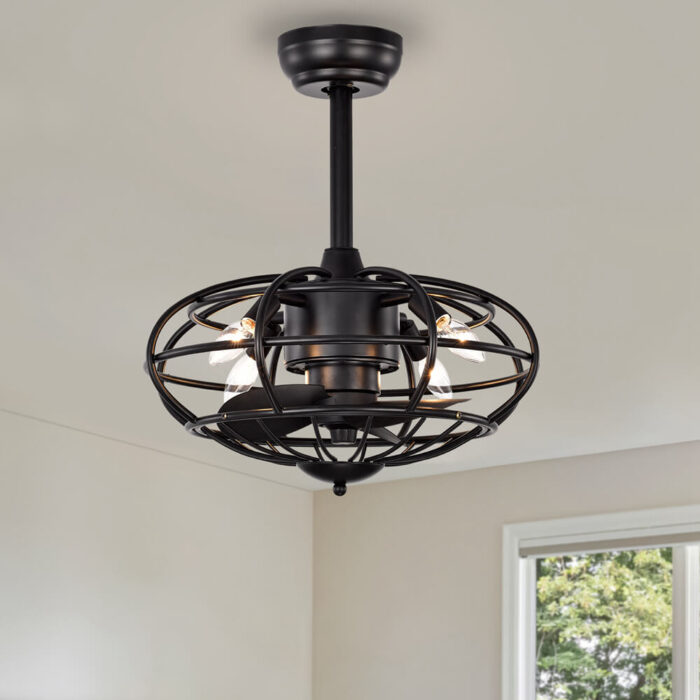 Black Caged Ceiling Fans With Lights