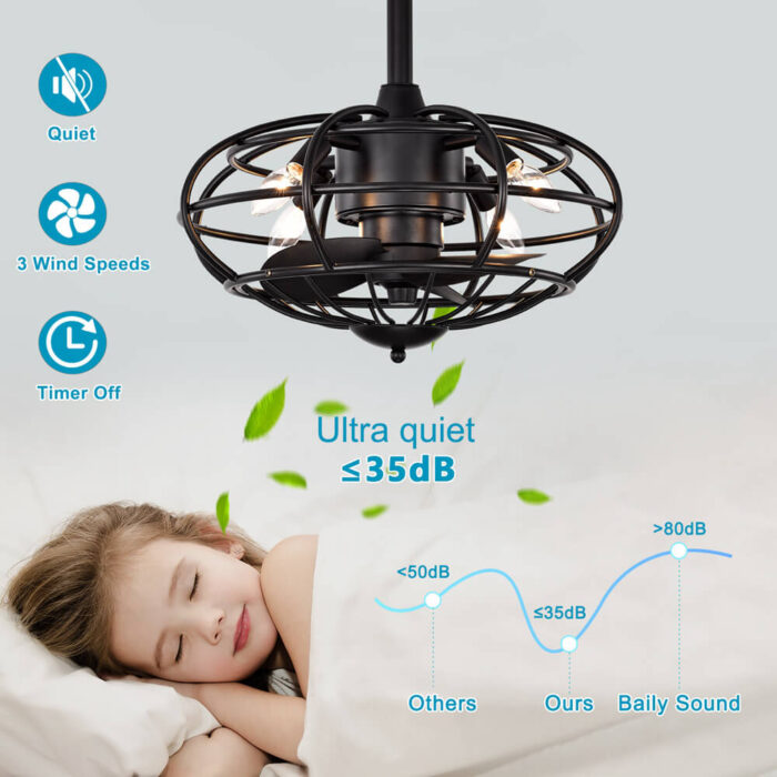 Black Caged Ceiling Fans With Lights