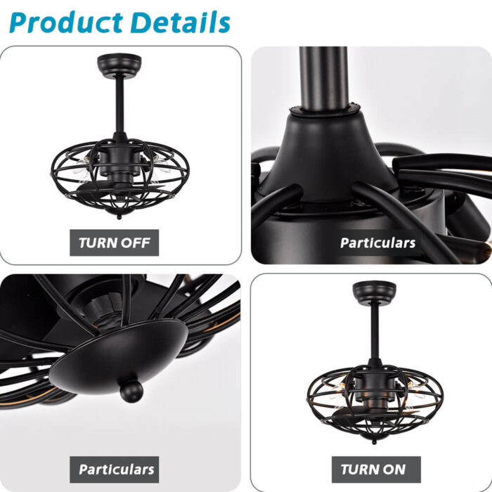 Black Caged Ceiling Fans With Lights