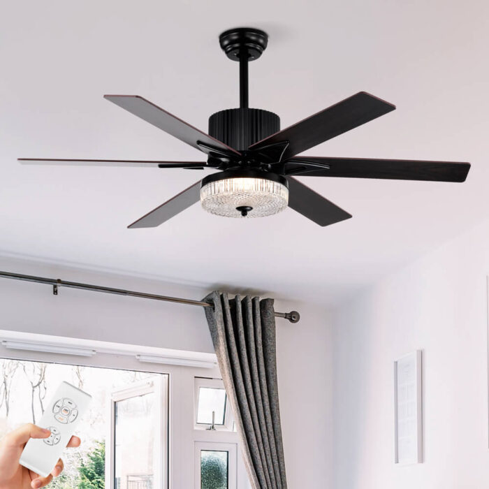 Black Modern Farmhouse Ceiling Fan With Light