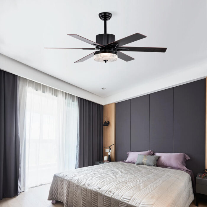 Black Modern Farmhouse Ceiling Fan With Light