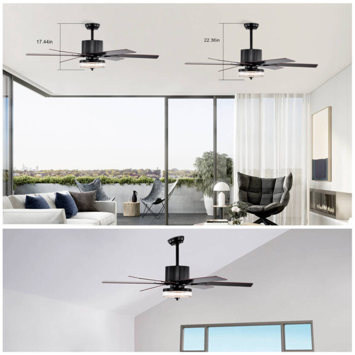 Black Modern Farmhouse Ceiling Fan With Light