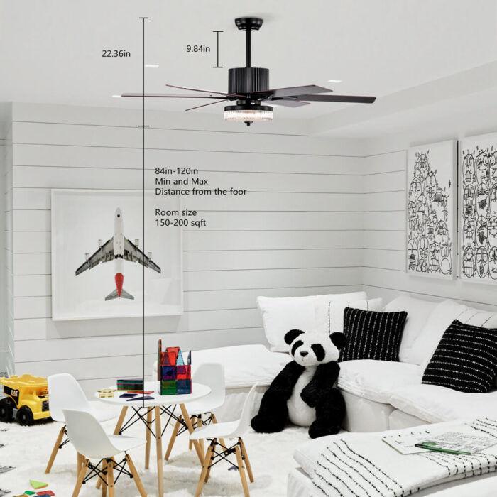 Black Modern Farmhouse Ceiling Fan With Light