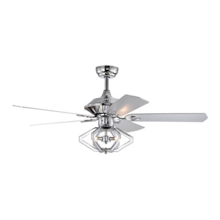 Chrome 5 Blade Ceiling Fans With Lights