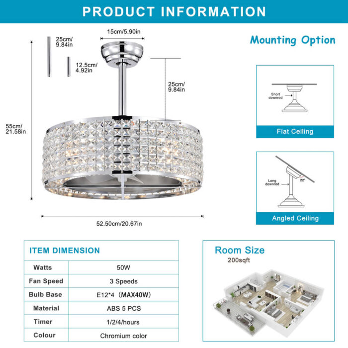 Chrome Fandelier Ceiling Fans With Lights