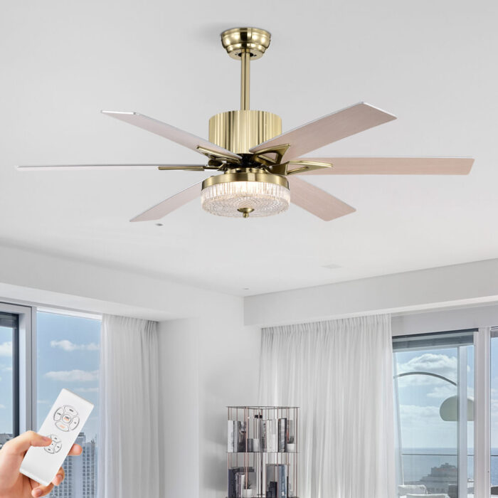 Rose Gold Modern Farmhouse Ceiling Fan With Light